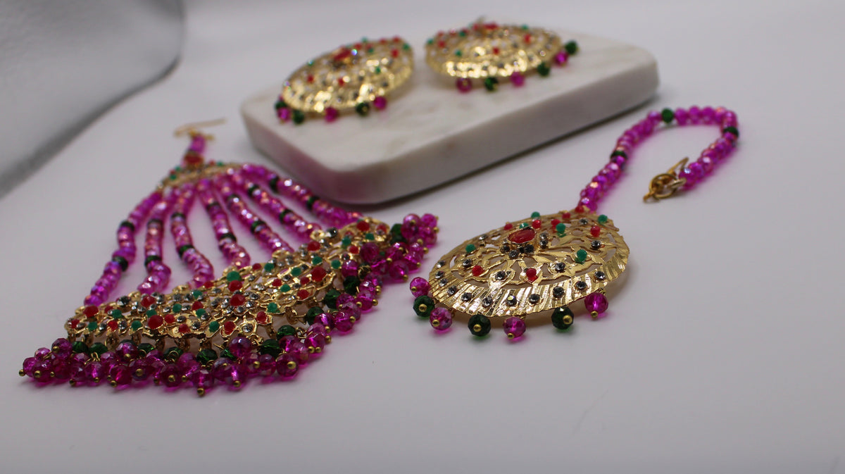 Gold-Plated Jhumer Set With Semi Precious Stones - E1169