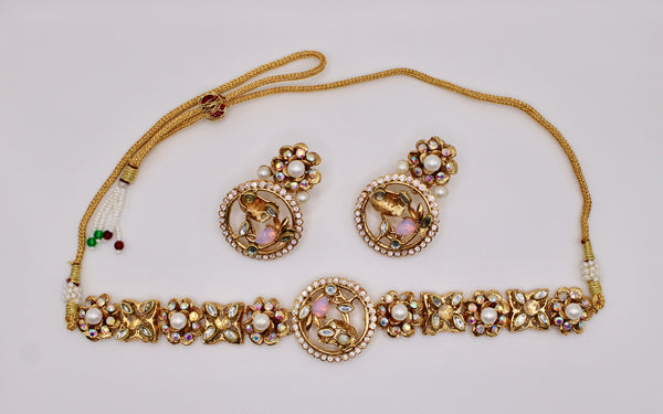 Rhinestone and Faux Pearl Necklace Set - E1215