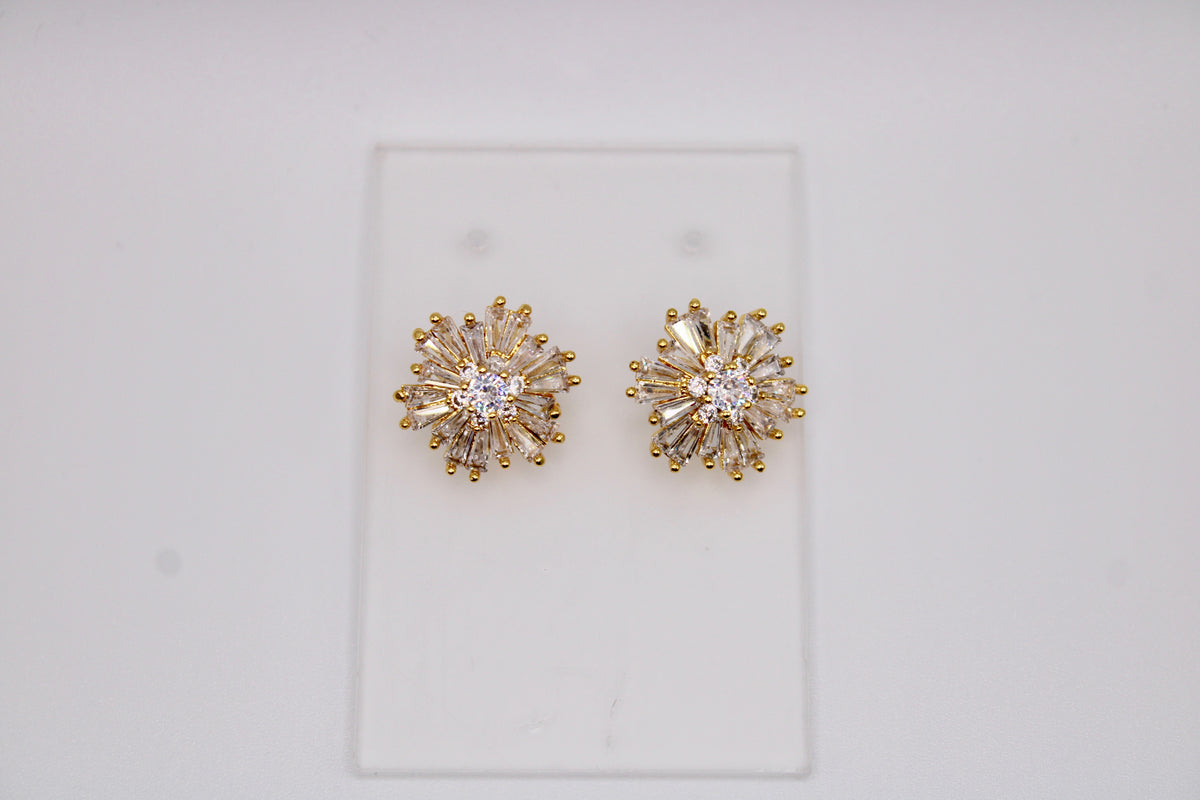 Cubic Zirconia Gold-Tone Studs - E1251