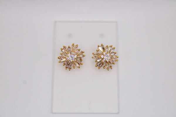 Cubic Zirconia Gold-Tone Studs - E1251