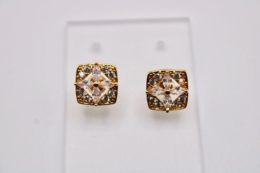 Gold-Tone Studs With Cubic Zirconia - E1253