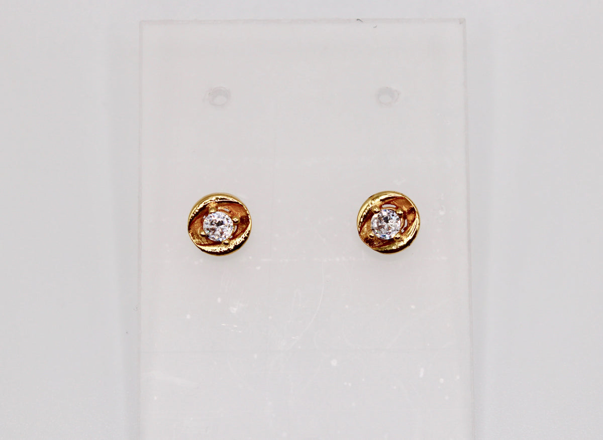 Gold-Tone Studs With Cubic Zirconia - E1244