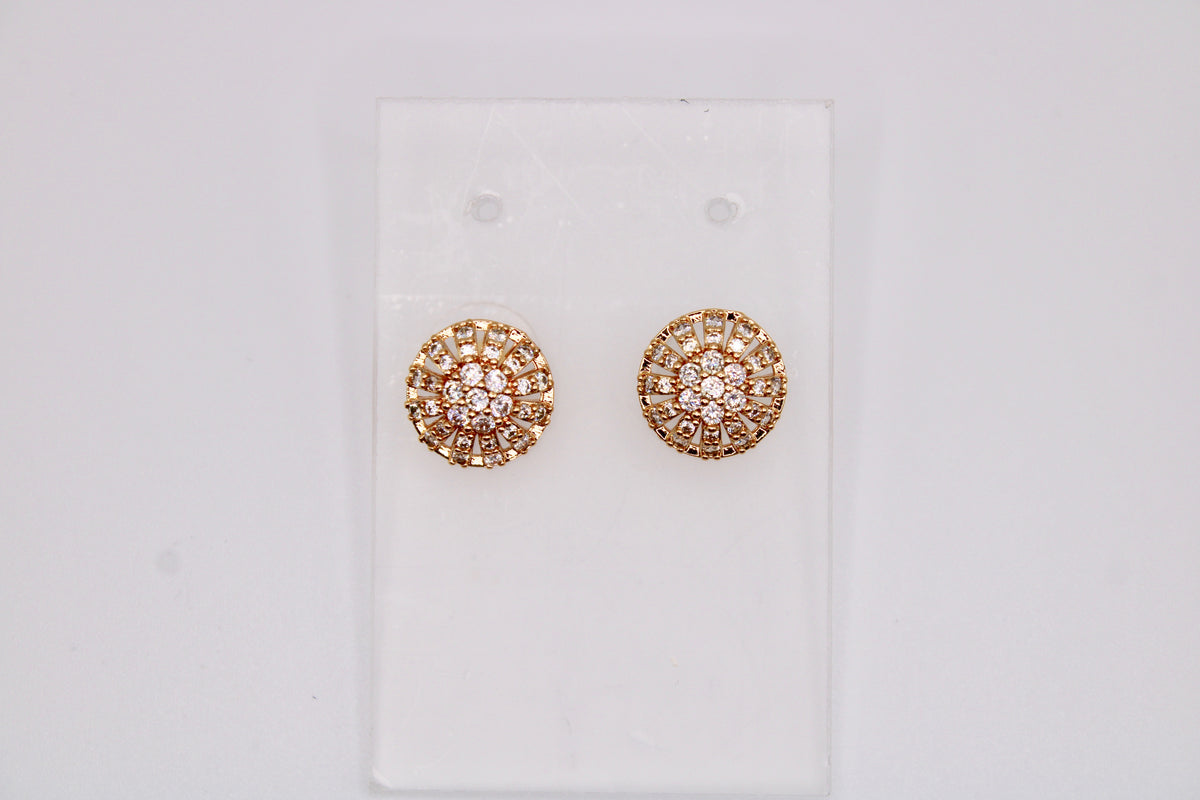 Gold-Tone Studs With Centred Cubic Zirconia - E1245