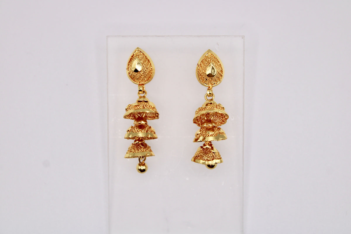 Gold-Tone Layered Jhumkis - E1235