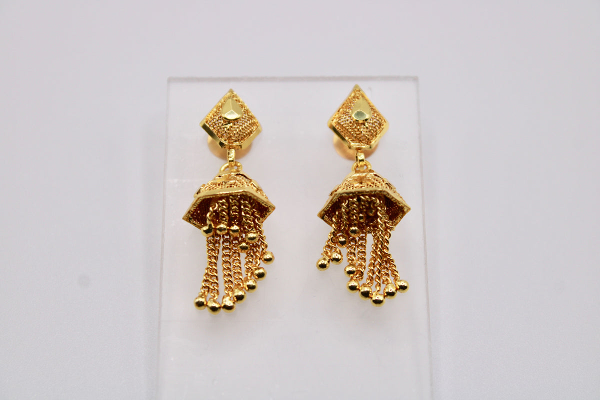 Gold-Tone Jhumkis With Appliqués - E1236