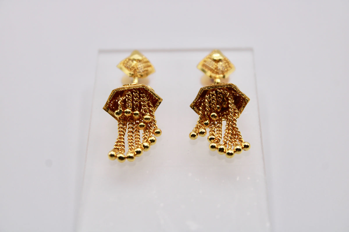 Gold-Tone Jhumkis With Appliqués - E1236