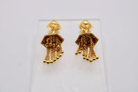 Gold-Tone Jhumkis With Appliqués - E1236