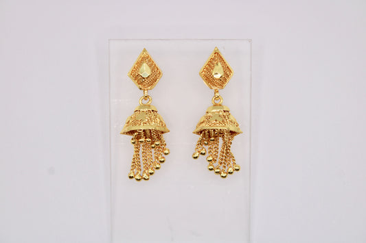 Gold-Tone Jhumkis With Appliqués - E1236