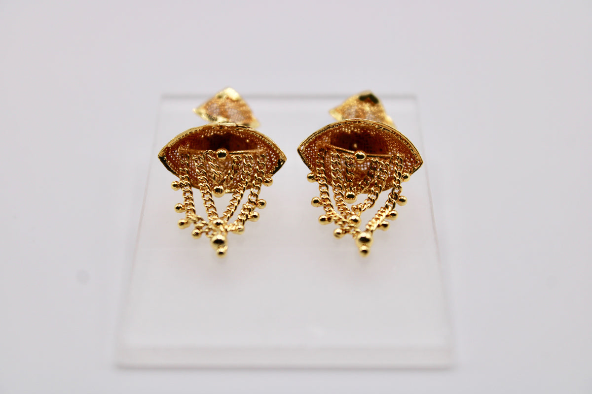 Gold-Tone Jhumkis With Appliqués - E1238