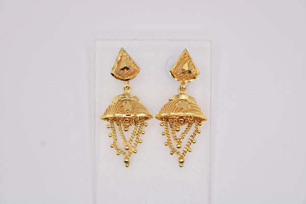 Gold-Tone Jhumkis With Appliqués - E1238