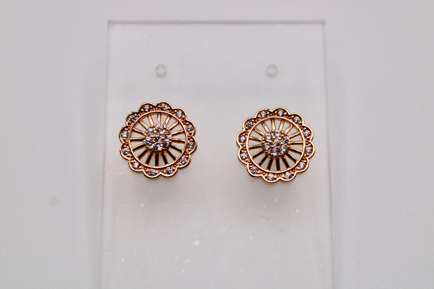 Rose Gold Cubic Zirconia Studs - E1246