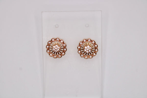 Rose Gold Cubic Zirconia Studs - E1246