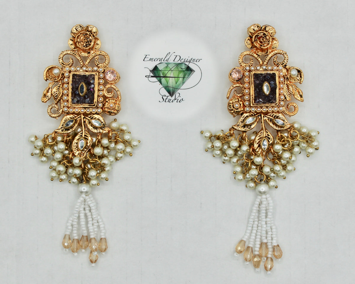 Fusion Crushed Stone Gajra Earring - E1508