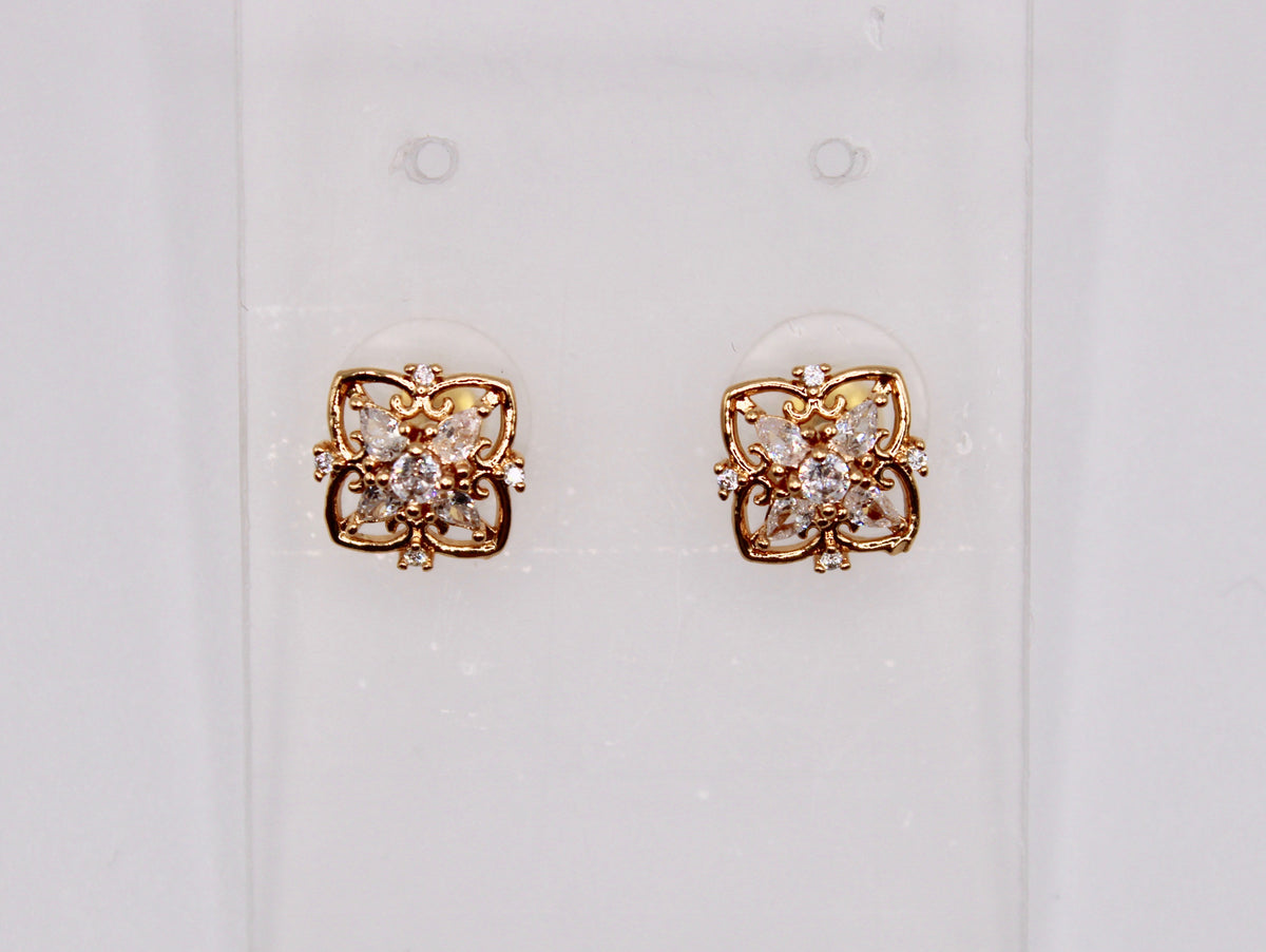 Gold-Tone Cubic Zirconia Studs - E1247