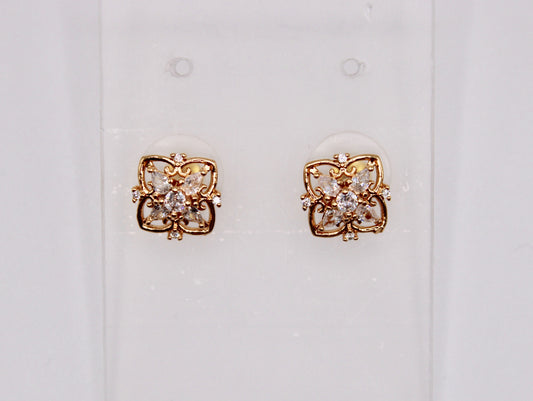 Gold-Tone Cubic Zirconia Studs - E1247