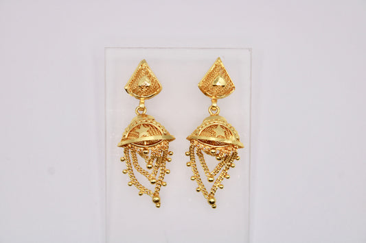 Gold-Tone Jhumkis With Layered Appliqués - E1240