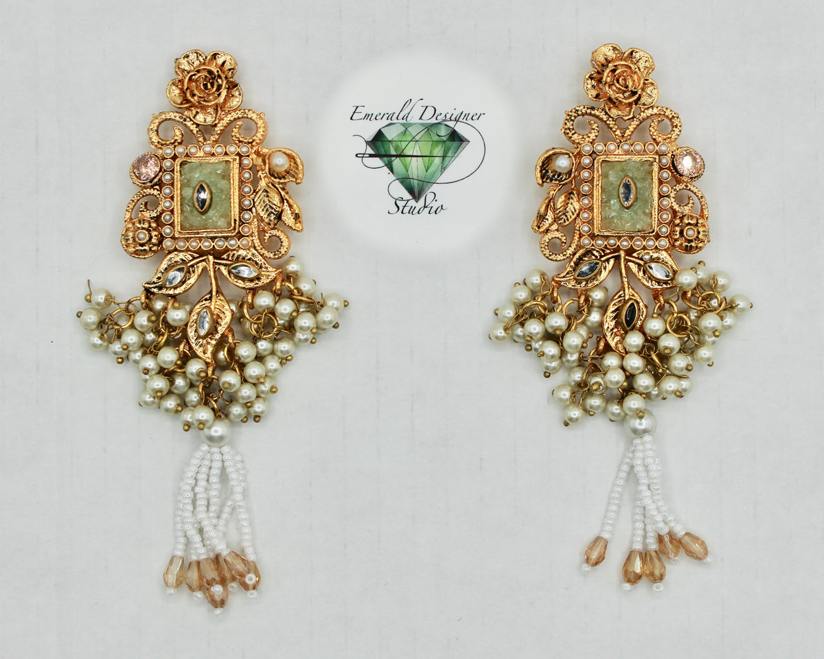 Fusion Crushed Stone Gajra Earring - E1508