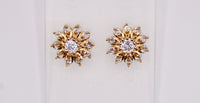 Gold-Tone Floral Studs With Cubic Zirconia - E1248