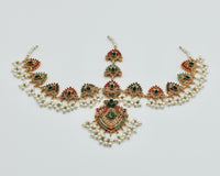 Bridal Faux Pearl and Nauratan Mathha Pati - E1600