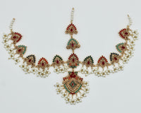 Bridal Faux Pearl and Nauratan Mathha Pati - E1600