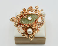 Fusion Crushed Stone and Faux Pearl Ring - E1611