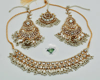 Sheesha Kundan and Faux Pearl Necklace - E2509