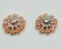 Floral Cubic Zirconia And Mona Lisa Studs - E2500