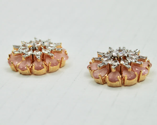 Floral Cubic Zirconia And Mona Lisa Studs - E2500