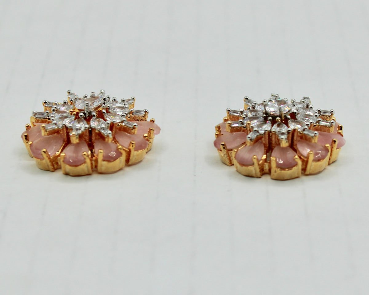 Floral Cubic Zirconia And Mona Lisa Studs - E2500