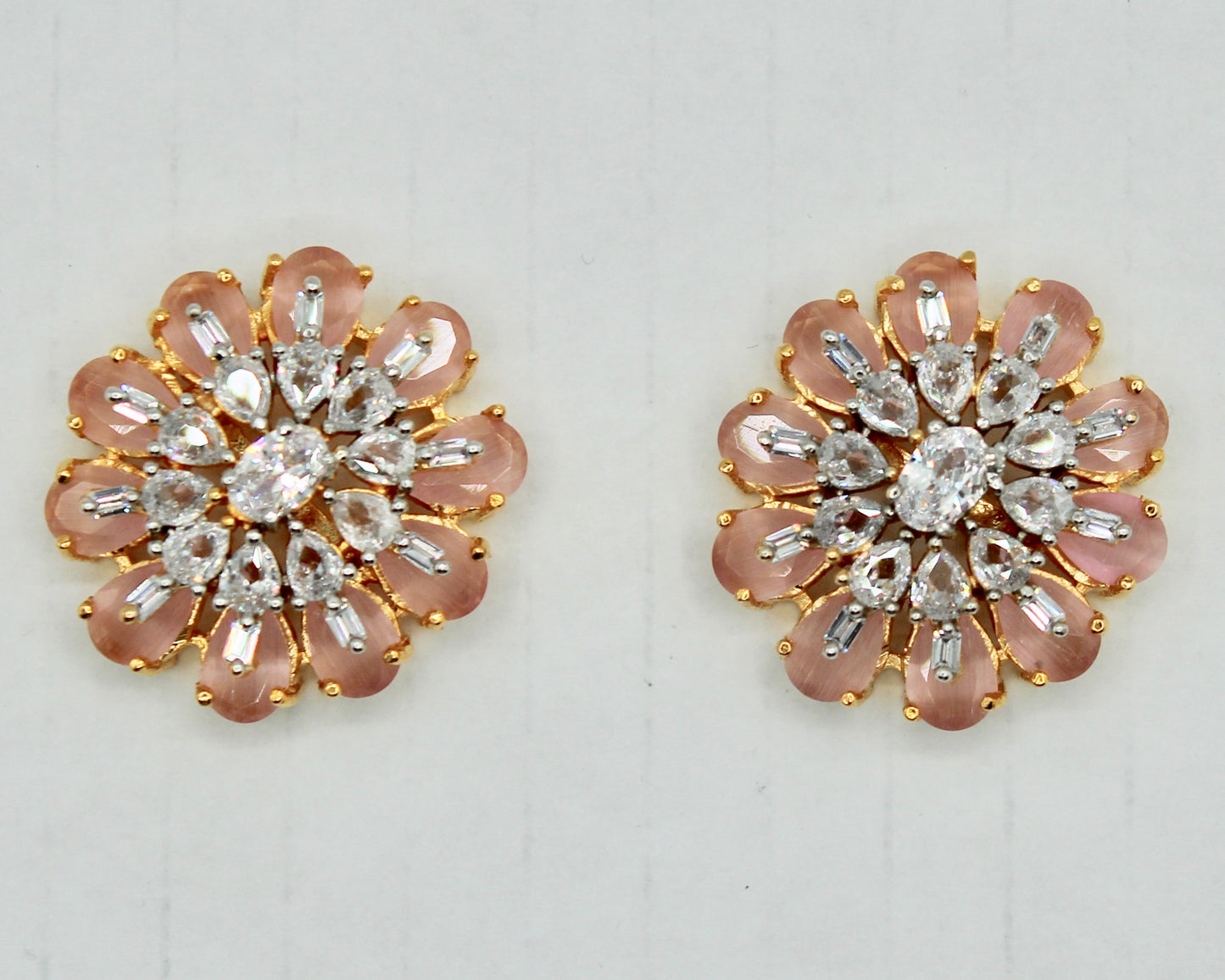 Floral Cubic Zirconia And Mona Lisa Studs - E2500