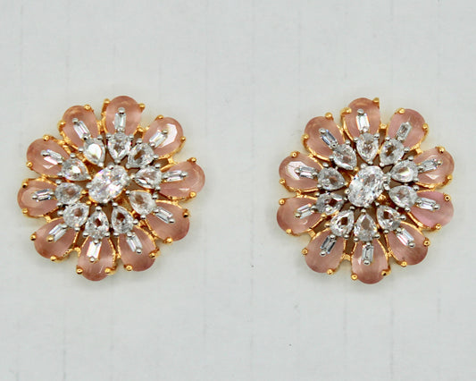 Floral Cubic Zirconia And Mona Lisa Studs - E2500