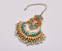 Multicolour Teeka With Faux Pearls - E962