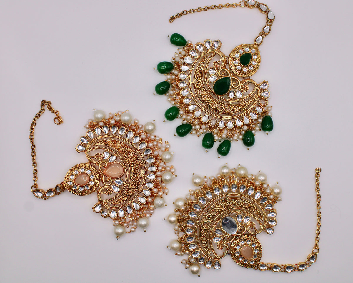 Faux Kundan and Pearl Teeka - E953