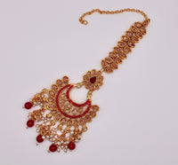 Faux Pearl and Bead Polki Teeka - E952