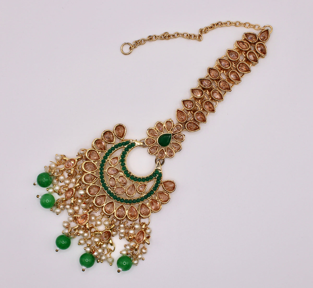 Faux Pearl and Bead Polki Teeka - E952