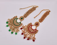 Faux Pearl and Bead Polki Teeka - E952