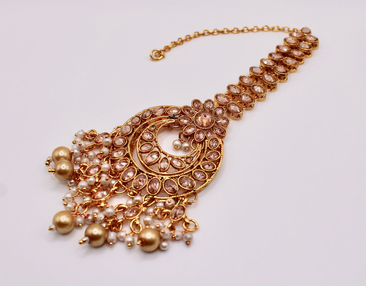 Polki Teeka With Faux Pearls - E965