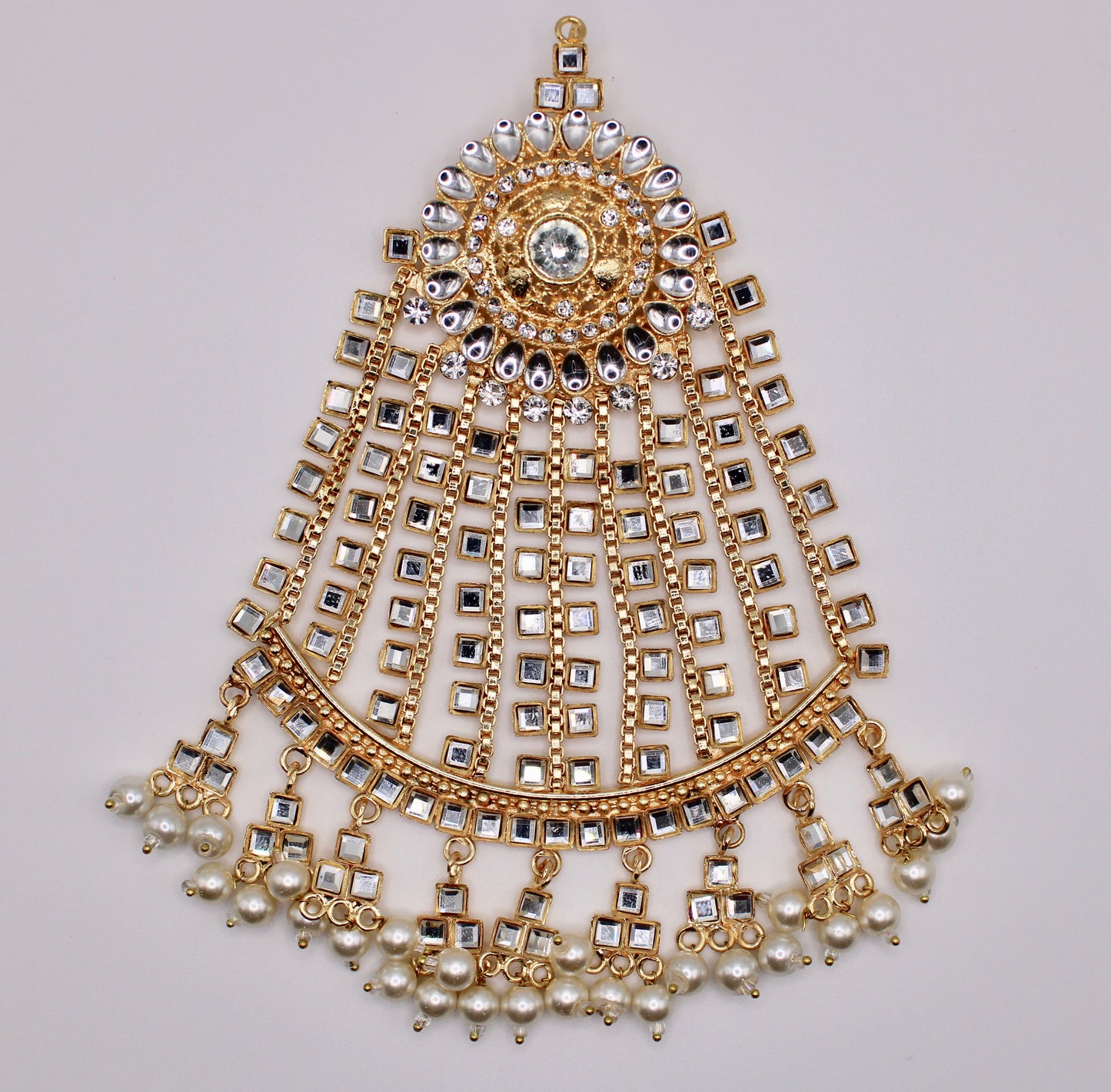 Sheesha Kundan and Faux Pearl Jhumer - E986