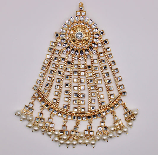 Sheesha Kundan and Faux Pearl Jhumer - E986