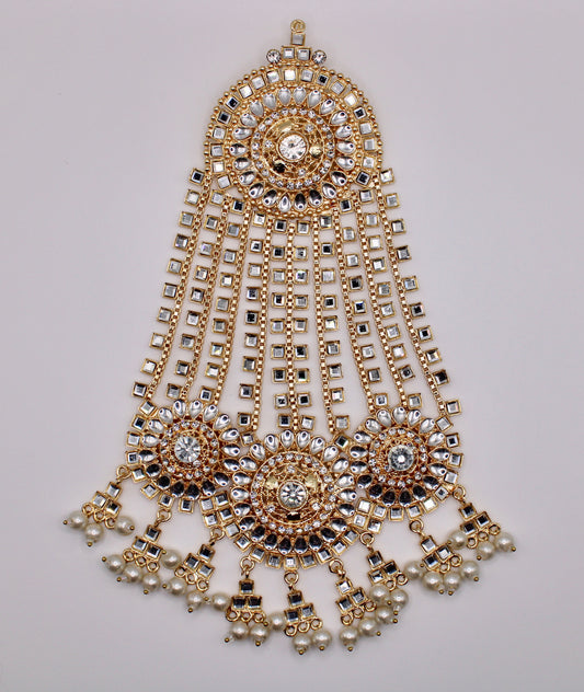 Sheesha Kundan and Faux Pearl Jhumer - E982