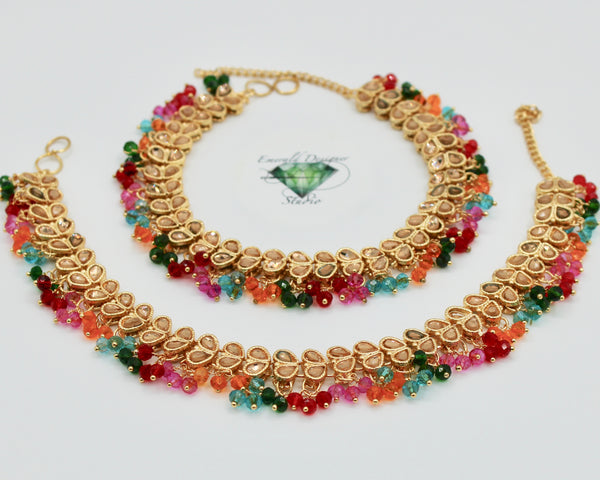 Floral Kundan Anklet