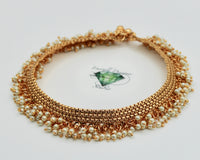 Rajwadi Mesh Anklet With Faux Pearl Detailing - E4012