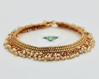 Rajwadi Mesh Anklet With Faux Pearl Detailing - E4012