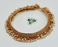 Rajwadi Mesh Anklet With Faux Pearl Detailing - E4012