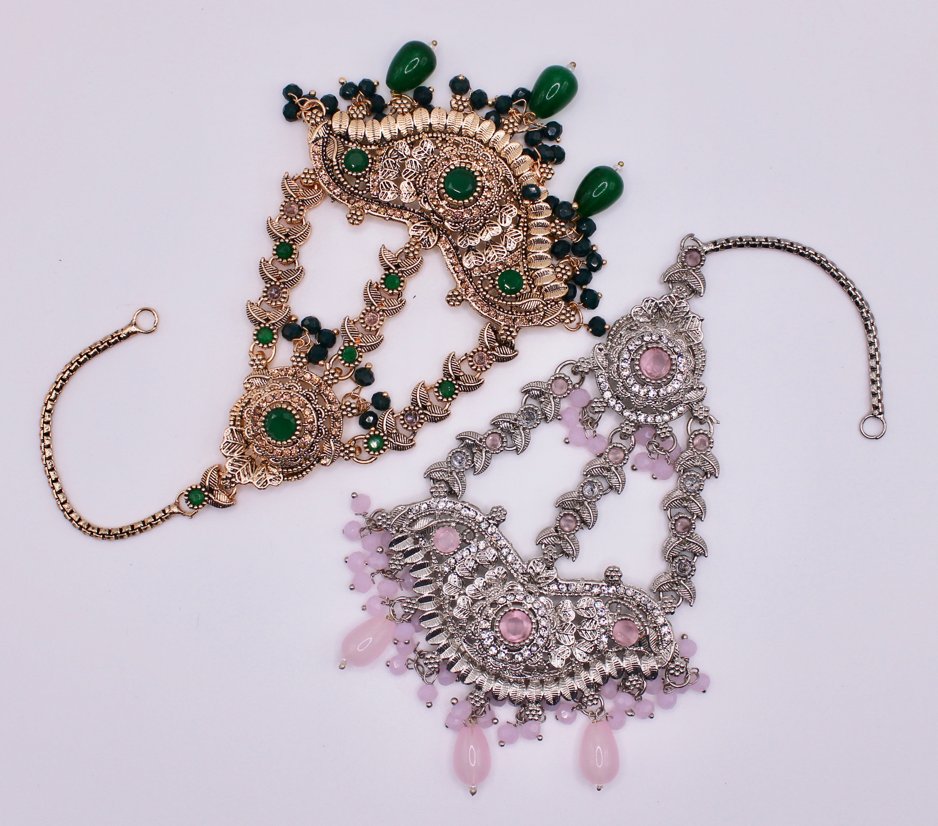 Cubic Zirconia Jhumer with Beads and Faux Crystals - E978