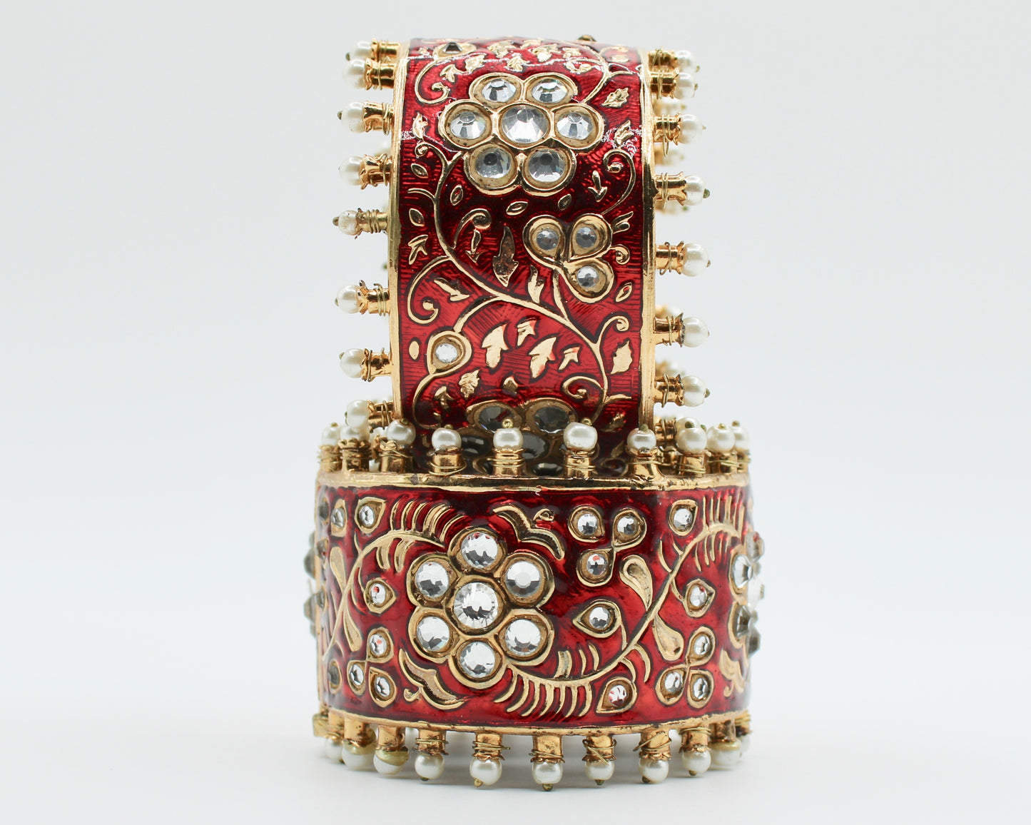 Gold-Plated Meena Kari and Thappa Kundan Kada - E1903
