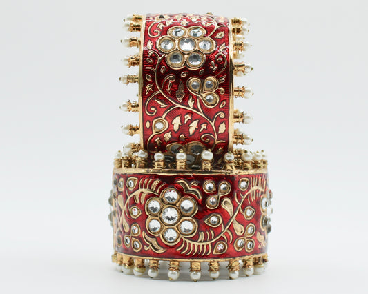 Gold-Plated Meena Kari and Thappa Kundan Kada - E1903