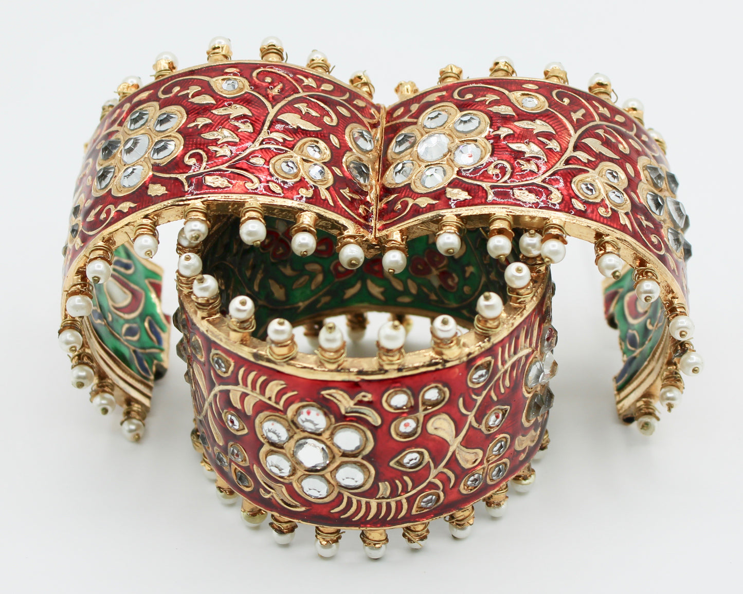 Gold-Plated Meena Kari and Thappa Kundan Kada - E1903