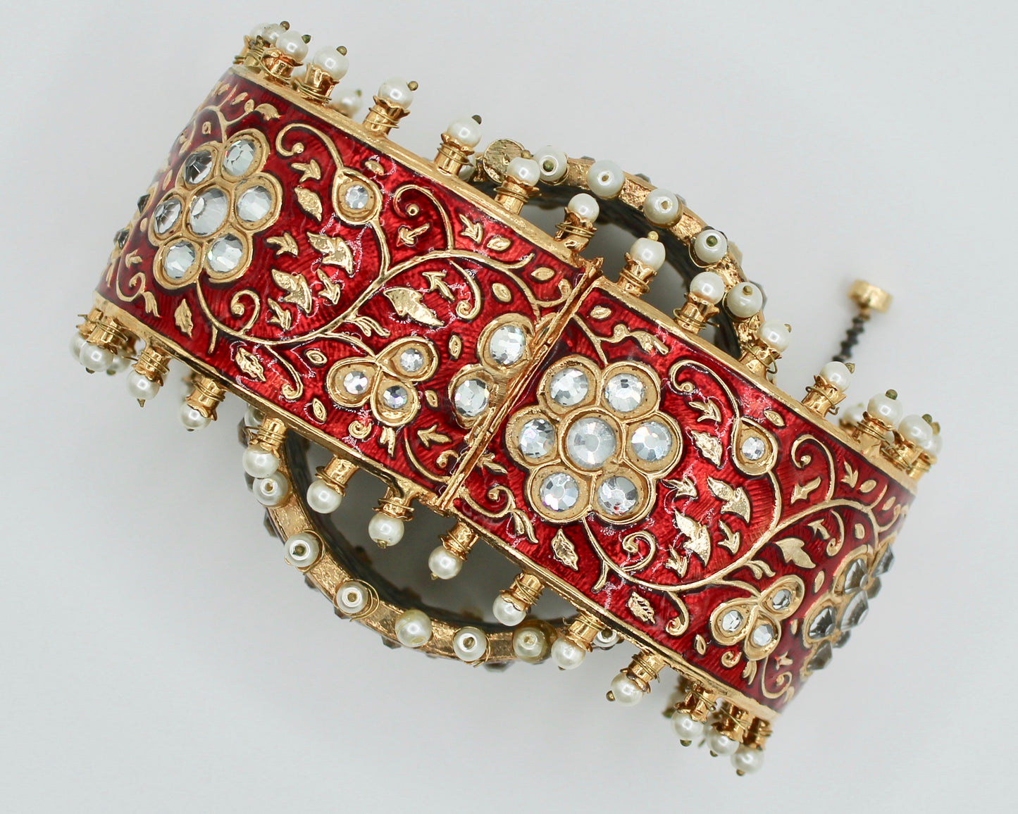 Gold-Plated Meena Kari and Thappa Kundan Kada - E1903