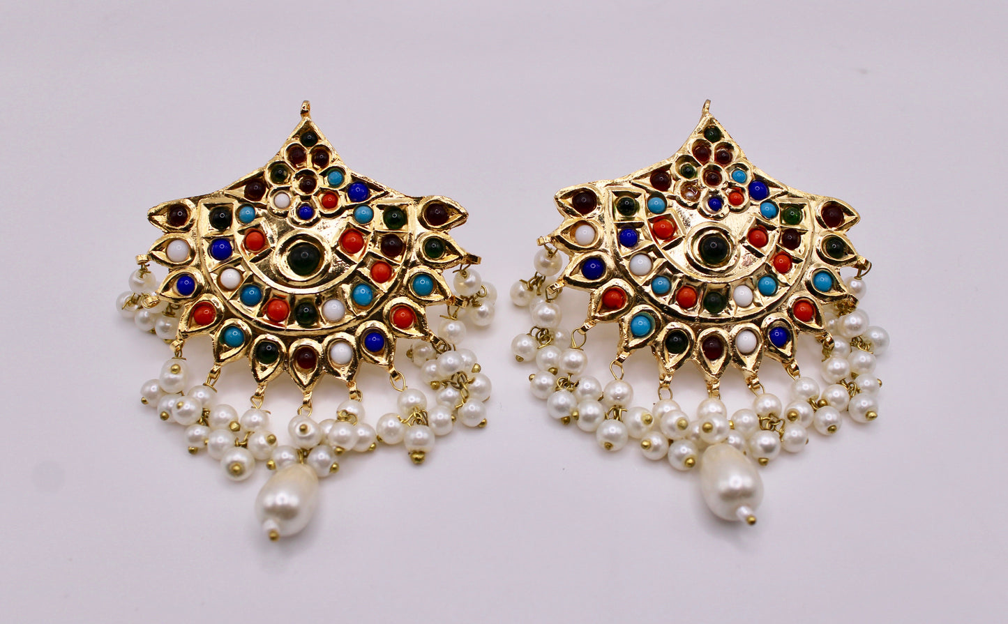 Gold-Plated Thappa Kundan Studs - E232